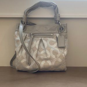 Coach Parker OP art silver gray shoulder bag with crossbody 13511